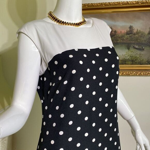 Sandra Darren Black & White Polka Dot Mini Dress - Picture 5 of 14